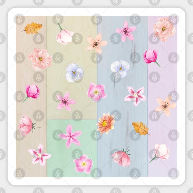 Pastel Flowers Pattern Sticker by OMC Designs